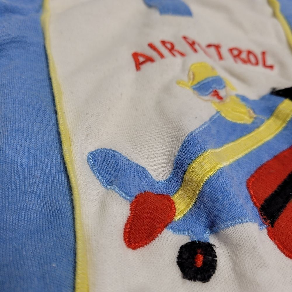 VINTAGE 90s air patrol airplane long‎ sleeve snap button bodysuit 6-12 months - Picture 4 of 9